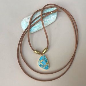 Turquoise Sundance Charm Suede cord necklace